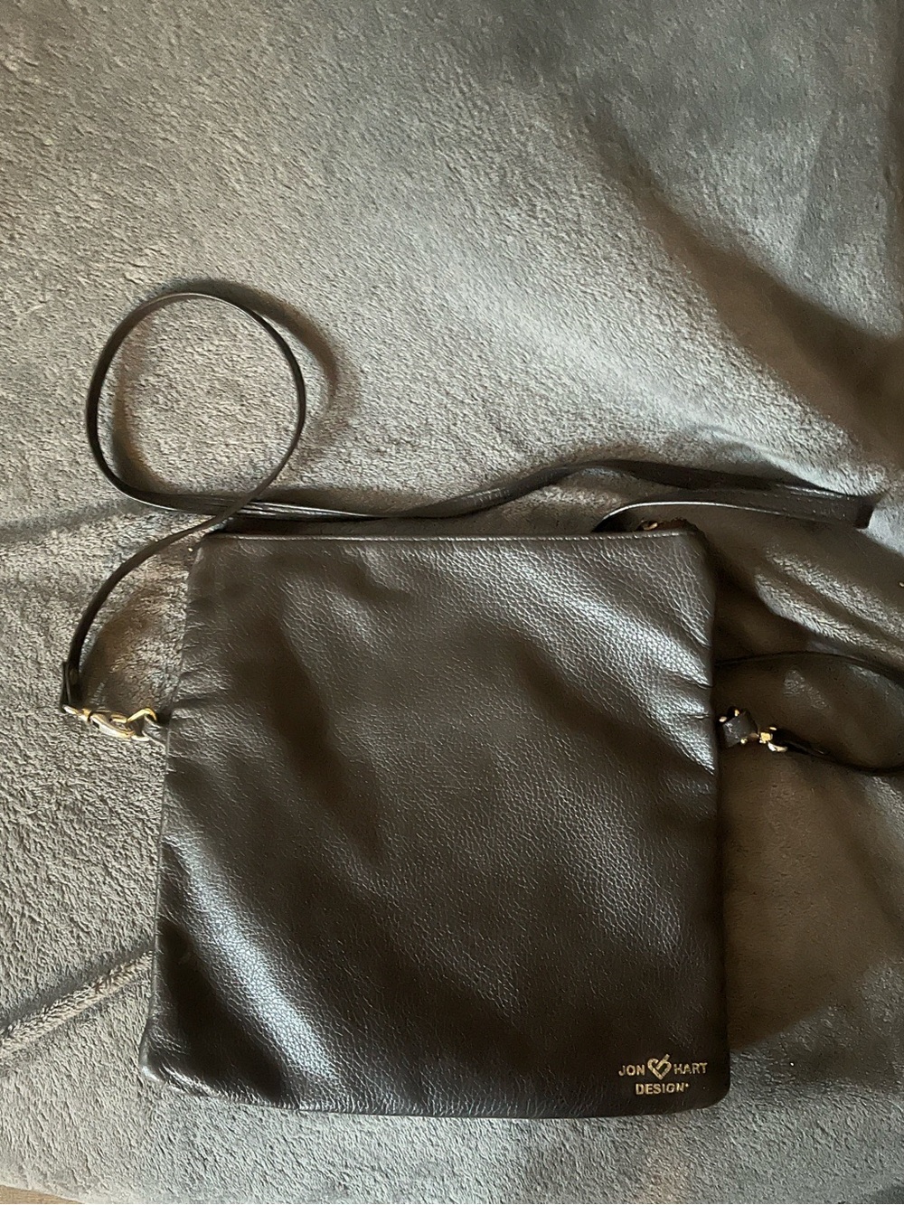 Jon Hart Design Brien Leather Slim Crossbody with Gold Accent